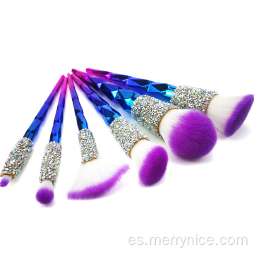 Colección de cepillos de maquillaje de diamantes de 6pc